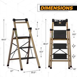 4ft/3-Step Aluminum A-Frame Folding Ladder w/Anti-Slip Feet