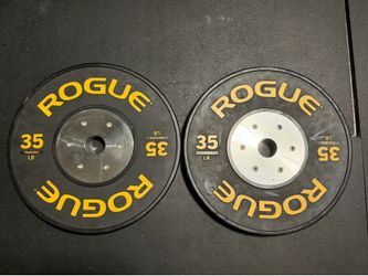 Rogue Fitness 35lb Black Training Bumper Plates Weights Pair Set