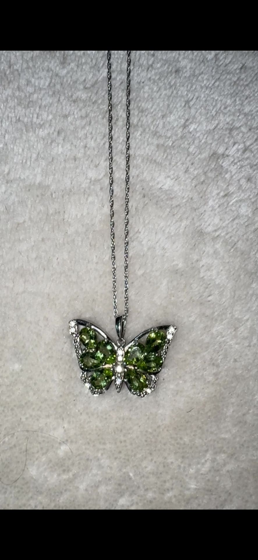 Peridot & Lab-Created White Sapphire Sterling Silver Butterfly Pendant Necklace