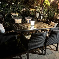 Patio furniture Brand table and 6 chairs sunbrella cushions