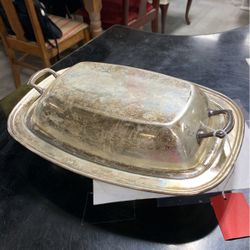 Silver On Copper Dish With Lid
