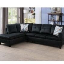 97" Wide Right Hand Facing Sofa & Chaise By Latitude Run Upholstery Color: Black Orientation: Left Hand Facing