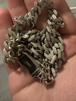 Chain For Men Moissanite Diamonds And Silver 