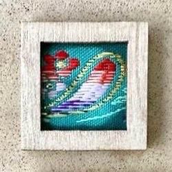 Pretty handmade darling embroidered mini miniature framed artwork