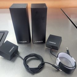 Linksys Velop Tri-Band Mesh WiFi System WHW03 Black w/ Power Supplies Lot (2)