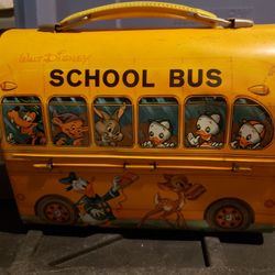 1960s Disney School Bus Lunch Box W/ Thermos