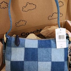 Coachtopia Alter/Ego Small Slouchy shoulder Bag in Checkerboard Upcrafted Denim 