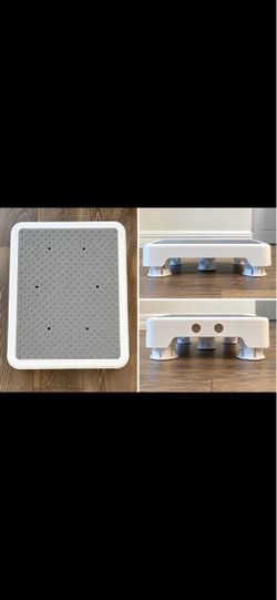 Adjustable Shower Step Stool – White & Gray, Non-Slip