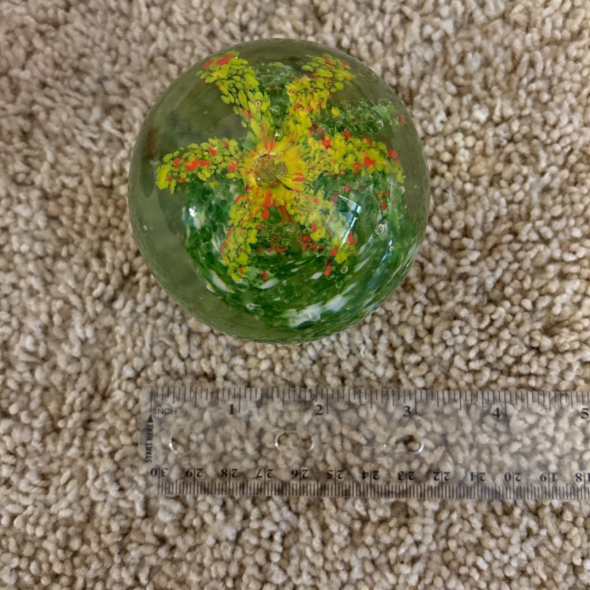 Green and Yellow Paperweight