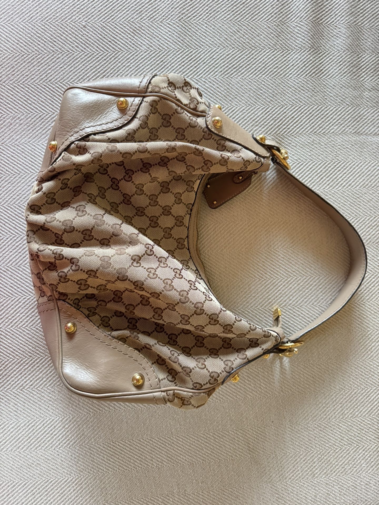 AUTHENTIC Gucci Jockey Hobo Tan PREOWNED