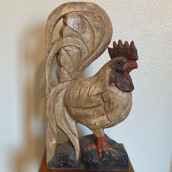 Hand Carved Wood Rooster 