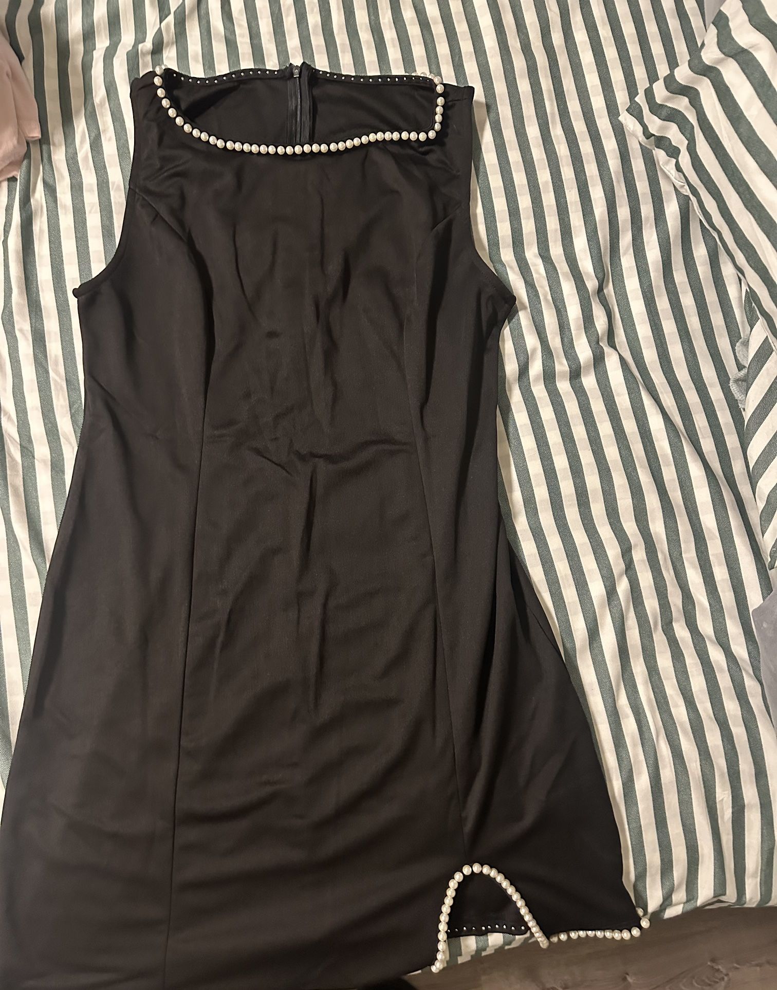 Black dress with White Pearls