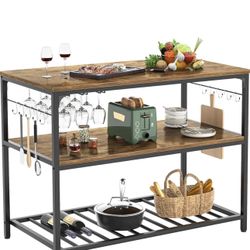 Industrial Bar Cart / Kitchen Island + Barware Bundle