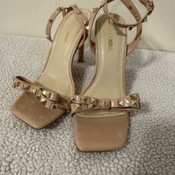 Nude Heels With Gold Studs- Only Worn Once 
