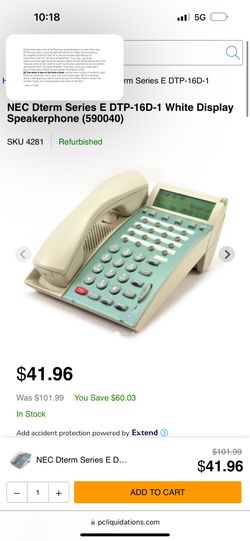 NEC Dterm Series E DTP-16D-1 White Display Speakerphone