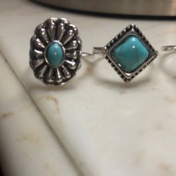 13 Piece Turquoise Western Rings 