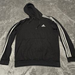 Adidas Essentials 3-Stripe Hoodie Mens Size Large Pullover Fleece Sweatshirt