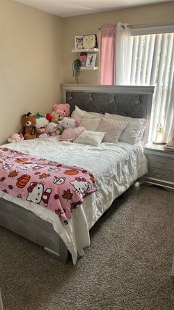 Queen size bed frame and matching ,nightstand with matching dresser