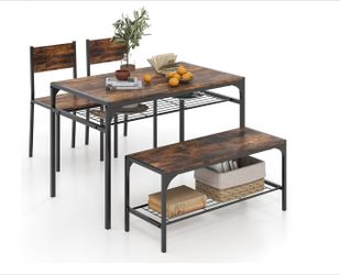 Giantex 4-Piece Dining Set | Table + 2 Chairs + Bench | Great Condition
