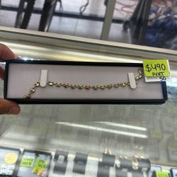 14k Tri Color Heart Bracelet 