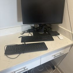 Dell Computer Monitor W/two Keyboards & Barley Used Desk