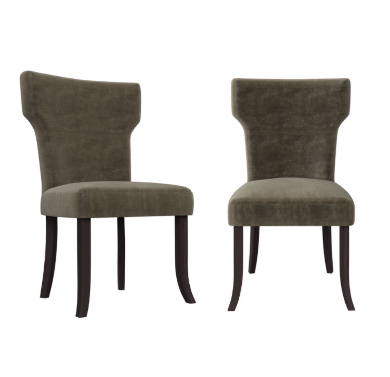 Bontrager Traditional Notched-Back Armless Chairs (Set of 2) - Mink Gray Velvet