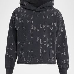 PURPLE Men's Crystal Sequence Oversized Fleece Hoodie