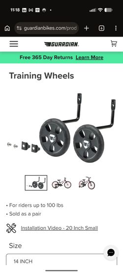 Guardian bike training wheel 20 inch small