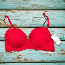 S.O. Red Push Up Bra 38c Nwt