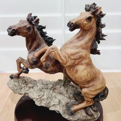MEERCHI "WILD HORSES" RESIN FIGURINE - 14" TALL & 13" WIDE