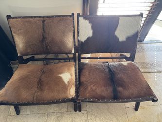 Cowhide chairs with wood