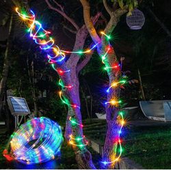 39FT Solar Rope Lights Waterproof Outdoor Lights LED Copper Fairy String Tube Lights for Party Garde