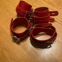 Leather Cuffs - Red