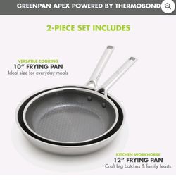 GreenPan Apex 2-Piece Hybrid Stainless Steel Fry Pan Set, 10" & 12"