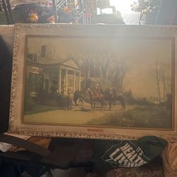 Early 19 Century large  Framed Picture “The departing guests “ 