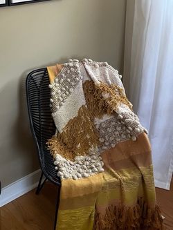 Boho Textured Fringe Throw Blanket
