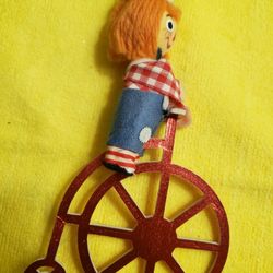 Vintage Raggedy Ann and Andy Christmas Ornaments 9" Yarn Hair

