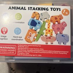 NEW Animal Stacking Block Game Wooden Educational Toy For Toddlers 12 Months  +