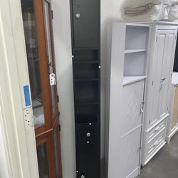 Assembled New Bathroom Storage Cabinet, Black Bathroom Cabinet 8" x 8" x 71"Tall Slim Freestanding