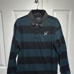 HUF Striped Long Sleeve Polo – Men’s Medium