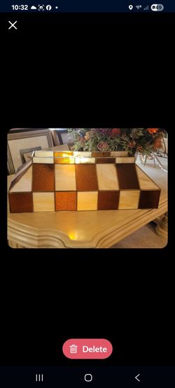 VINTAGE STAINED GLASS BILLIARD LIGHT FIXTURE