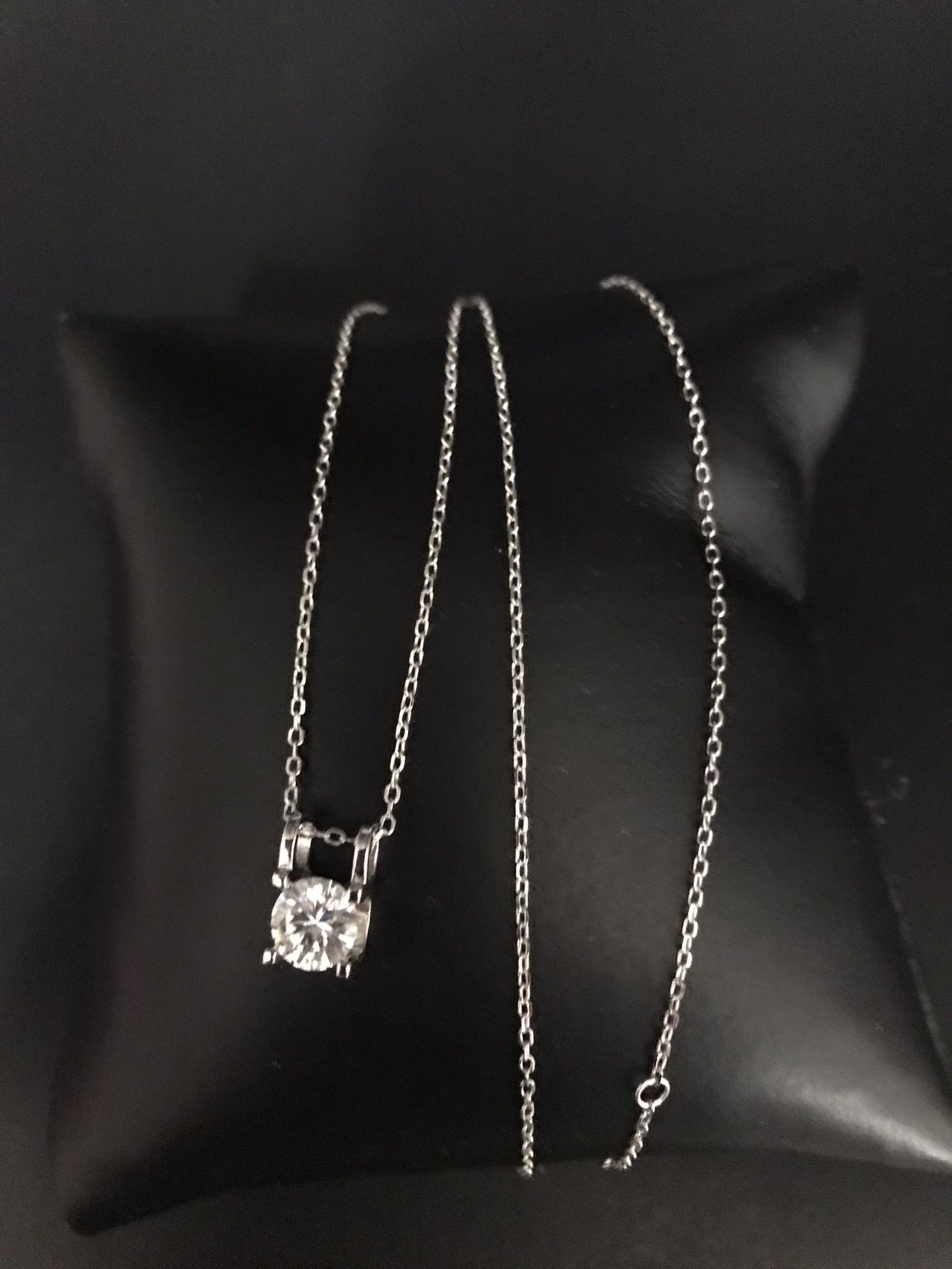 925 Sterling Silver 1.00CT MOISSANITE Solitaire Pendant Necklace Size 18” Adjustable