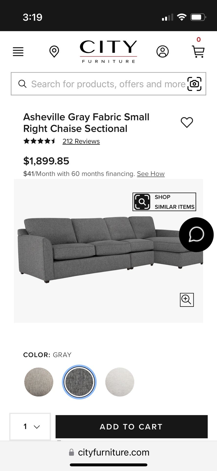 City Furniture Asheville Right Handed Sectional for Sale in Miami, FL