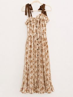 Floral Midi Dress with Tie Straps