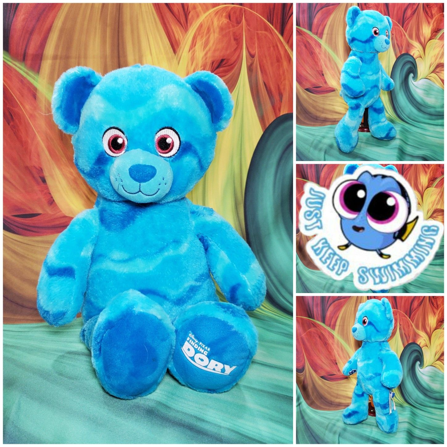 Build A Bear Disney Finding Dory Teddy Bear Blue Ocean Plush Stuffed BAB