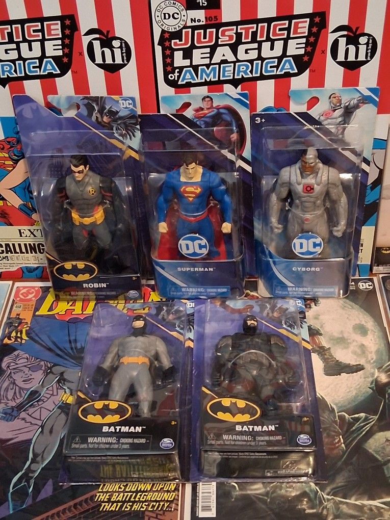 DC Batman Superman Robin Cyborg Action Figure Set