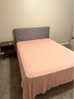 Bedframe, mattress, nightstand and wardrobe