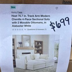 4 Piece Sectional Sofa - Alabaster White