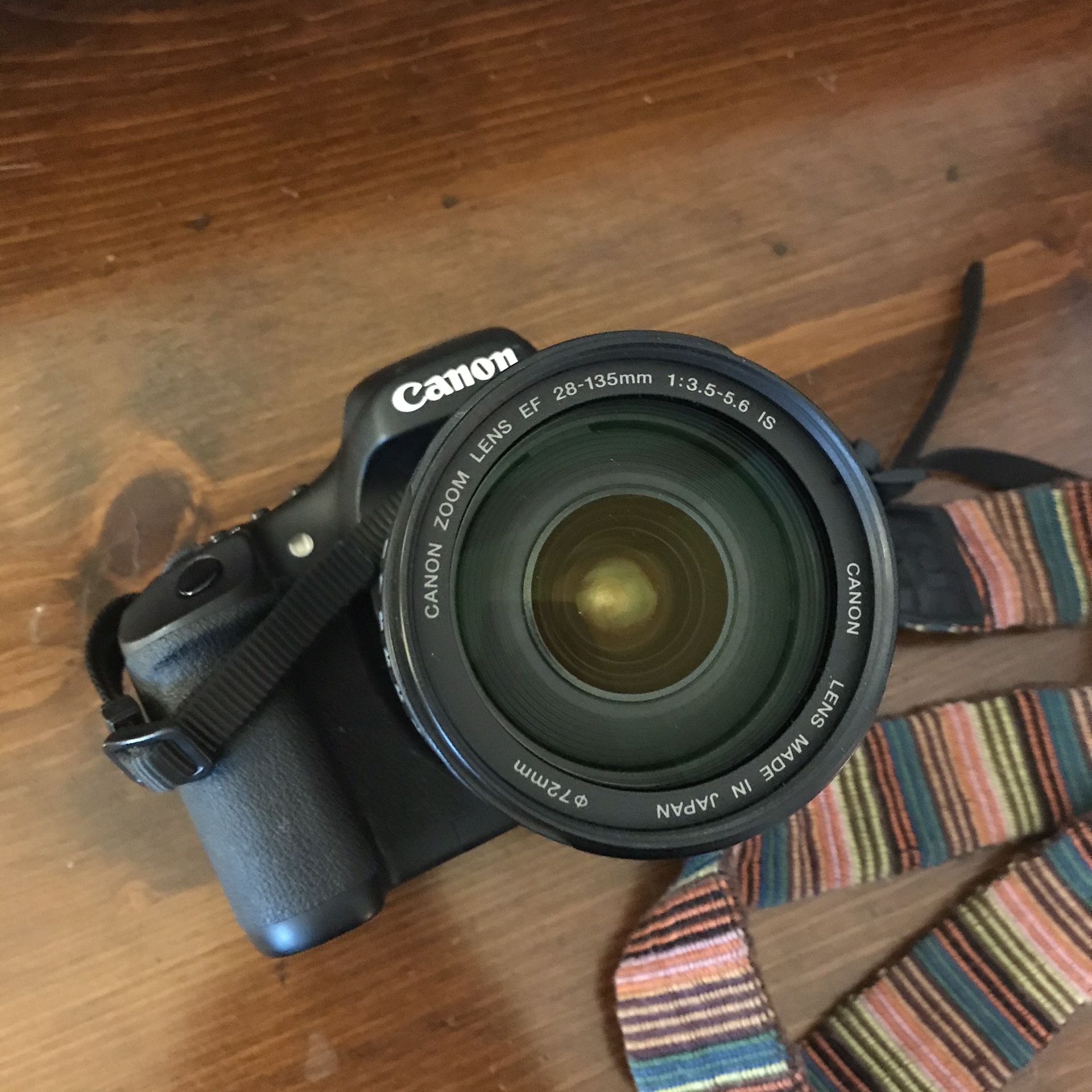 Canon 7D with 28-135mm lens and batteries