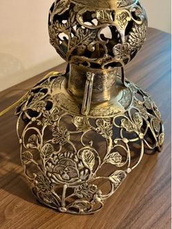 Asian/Japanese vintage solid brass lamp